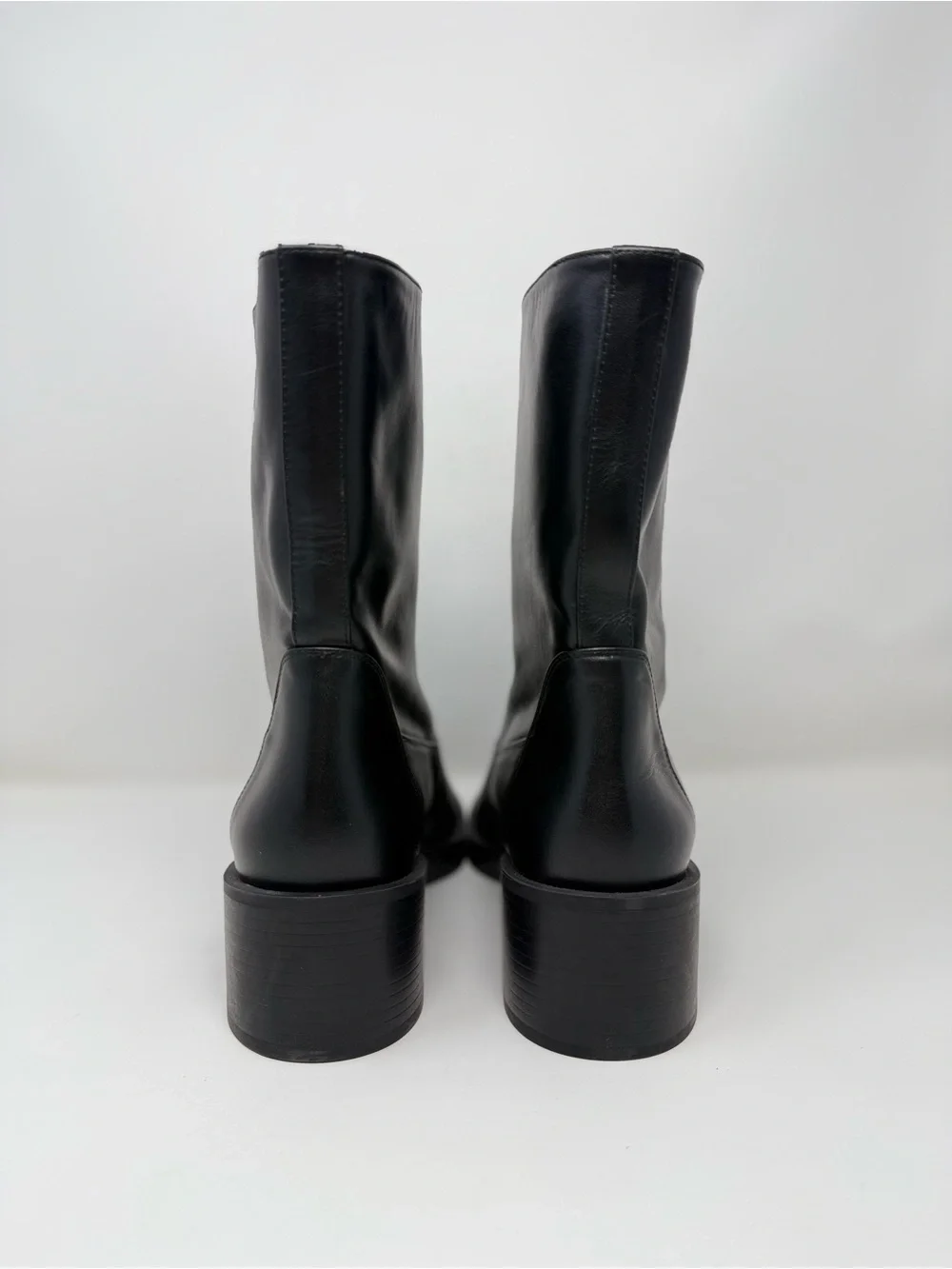 New Stuart Weitzman Kaia Leather Ankle Boot Black Sz 9.5